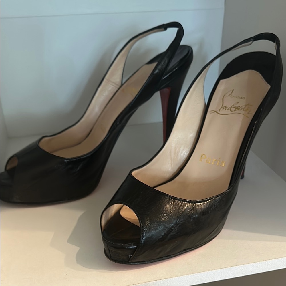 Christian Louboutin Black Peep Toe Heels